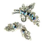 DeLizza and Elster Juliana AB Crystal Rhinestone Spray Brooch and Earrings